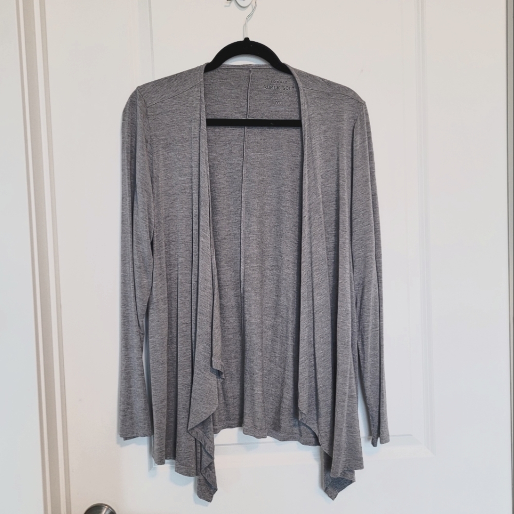 Torrid Super Soft Gray Drape Front Cardigan